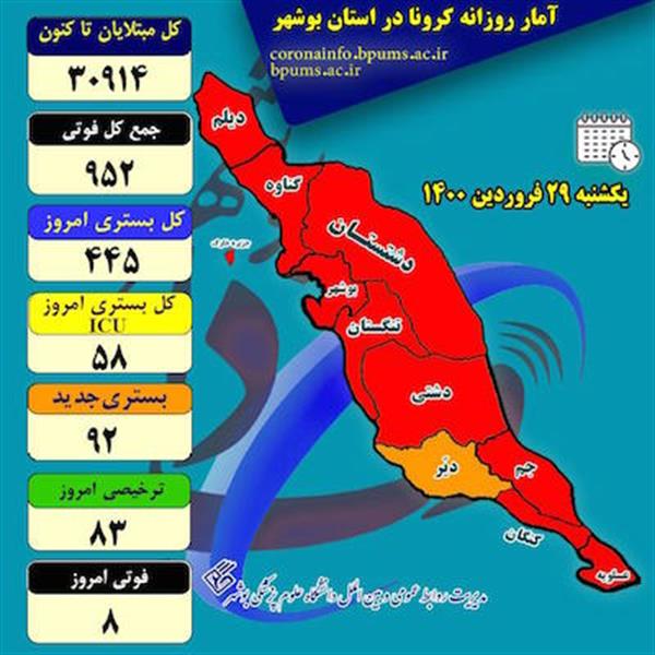 تخته گاز کرونا در بوشهر/ فوتی ۴برابر شد